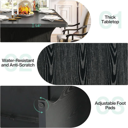Black 63 Inch Rectangular Modern Dining Table For 4 To 6