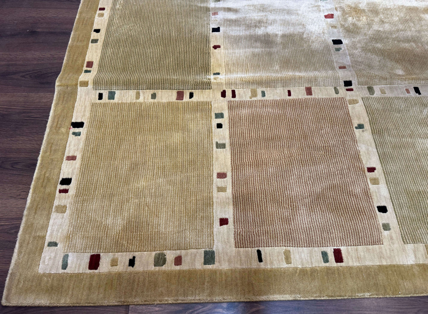 Large Wool Rug 10x13, Panel Design, Modern Contemporary Carpet