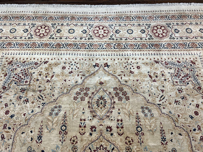Pak Persian Rug 9x11, Very Fine Hand Knotted Oriental Carpet, Haji Jalili Design, Ivory/Cream, Wool Handmade Room Sized Rug 9 x 11 ft, Nice