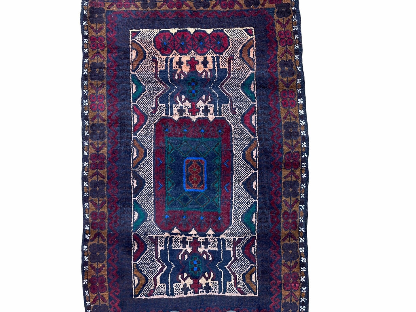 3 X 5 Vintage Handmade Tribal Wool Rug Balouchi Rug Afghan Rug Red Beige Nice