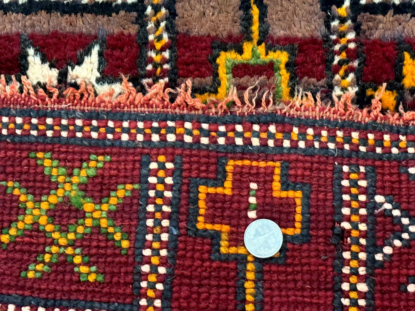 Moroccan Berber Tribal Rug 3x5, Geometric Area Rug, Red Orange Brown