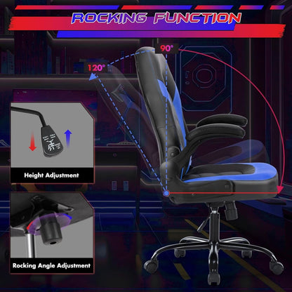 Computer Gaming Desk Chair Ergonomic Adjustable Black Blue