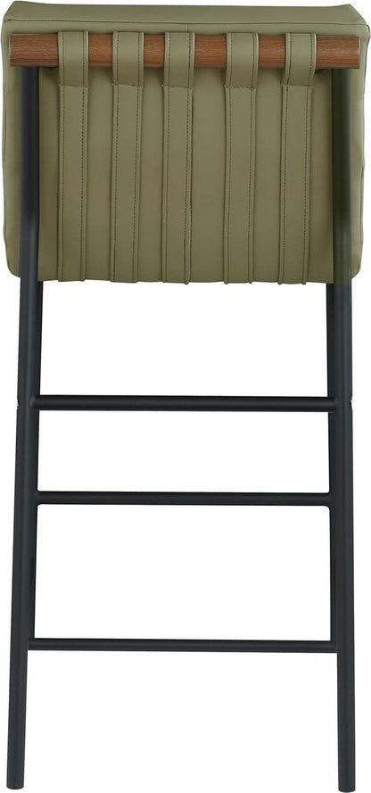 Olive Green Vegan Leather Counter Stool With Black Frame