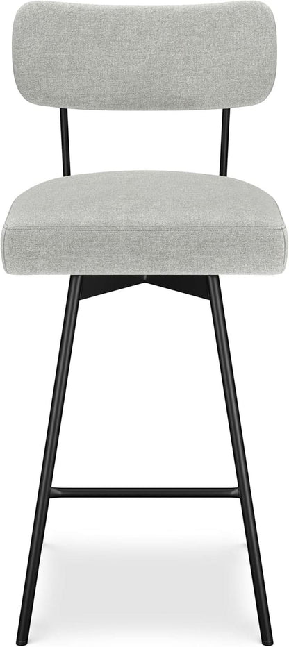 Giselle Swivel Bar Stools Set 2 29 Inch Upholstered Light Grey