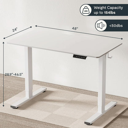 EN1 Electric Standing Desk 48x24 Inches White Frame