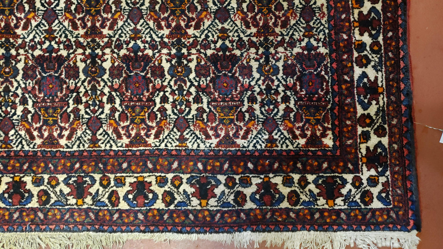 3.6 x 5 Hand-Knotted Vase Rug Floral Turkish Tribal Village Weaving Zagros Vintage Carpet Home Office Wool Area Rug 3x5 Persian Rug 4x5