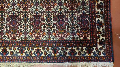 3.6 x 5 Hand-Knotted Vase Rug Floral Turkish Tribal Village Weaving Zagros Vintage Carpet Home Office Wool Area Rug 3x5 Persian Rug 4x5