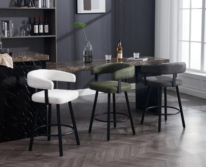 Green Leather Counter Height Bar Stools Set Of 4 With Backs 25 Inch