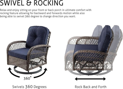 Outdoor Wicker Swivel Glider Rocker Patio Furniture Set