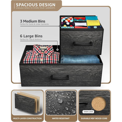 Faux Wood Dresser 9 Drawers For Bedroom Furniture Storage