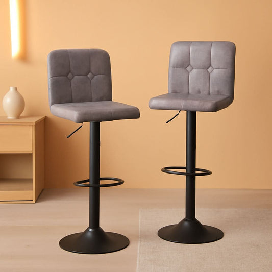 Grey Vintage Swivel Bar Stools Set of 2 for Kitchen