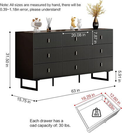 Matte Black Nine Drawer Organization Storage Cabinet