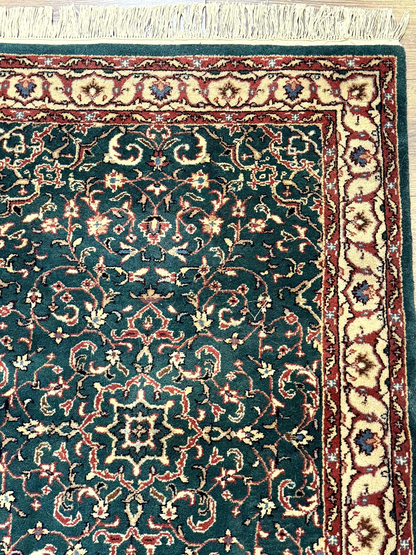 Dark Green Indo Persian Rug 2.5 x 4, Hand Knotted Wool Small Oriental Carpet
