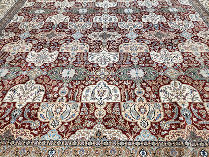 Persian Nain Rug 11x15 – Wool on Silk, Hand-Knotted, Signed Masterpiece