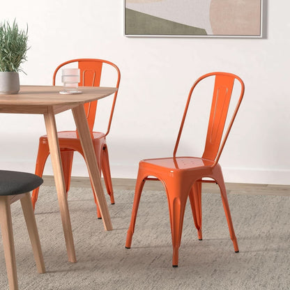 Tolix Style Metal Dining Chair 18 Inch Stackable Outdoor