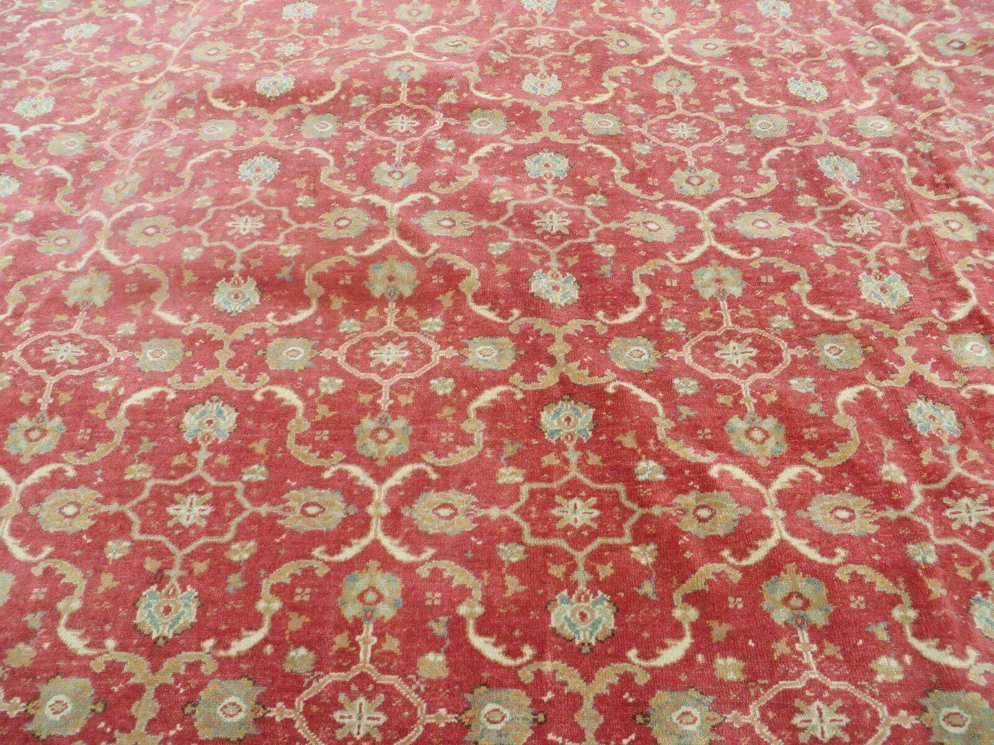 12' X 18' Palace Size Handmade Egyptian Wool Rug Carpet Soft Colors Red & Beige