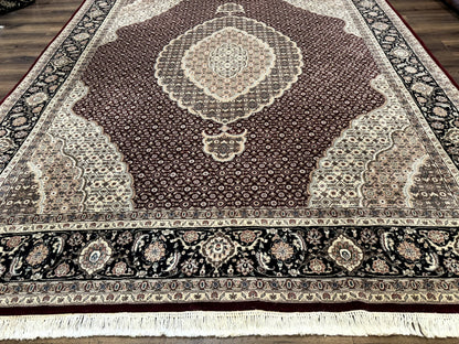 Sino Persian Rug 8x10, Herati, Elegant Oriental Carpet, Dark Maroon