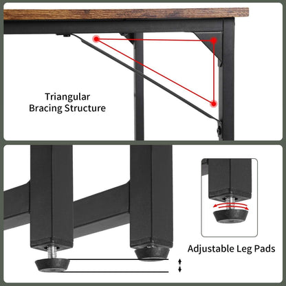 Computer Desk 47.2 Inch Brown With Metal Frame Home Office