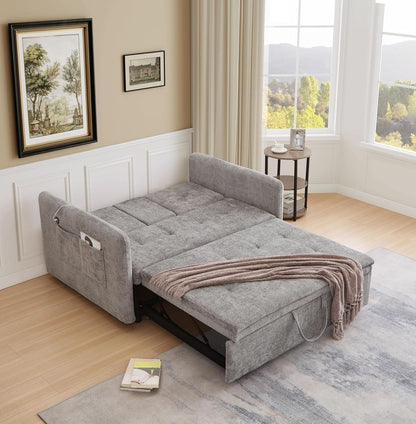 57 Inch Convertible Sofa Bed With USB Charging Ports Grey