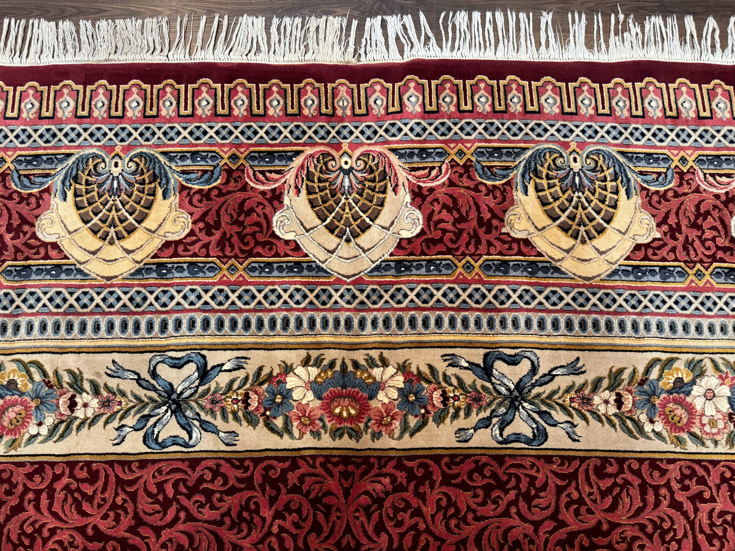 Wonderful Aubusson Rug 10x14, Red Maroon, Elegant, Fine 200 KPSI