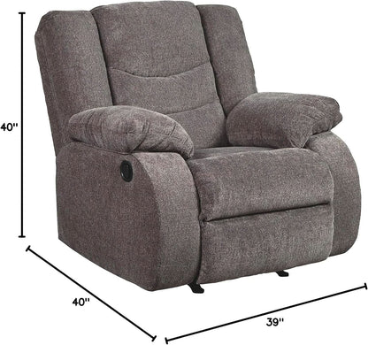 Dark Gray Rocker Recliner With Waterfall Back Design