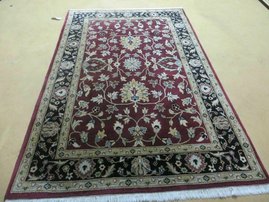 4' X 6' Handmade Finely Knotted Indian Agra Pattern Wool Rug Nice