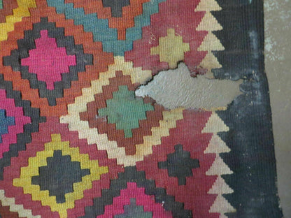 7' X10' Antique Afghan Kilim Handmade Flat Weave Wool Rug Vegy Organic Colorful