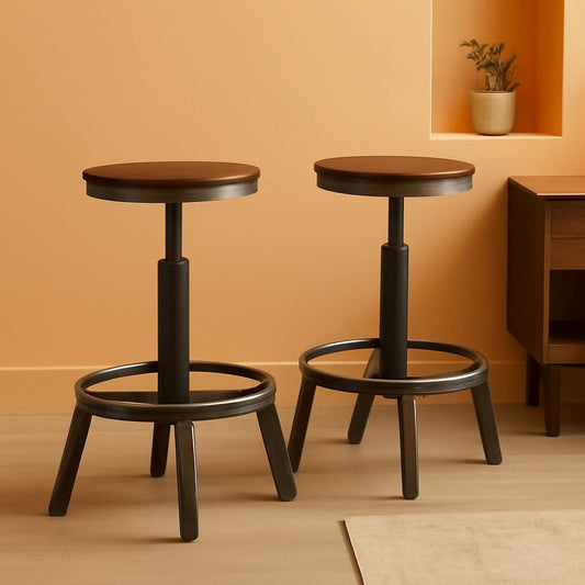 Torjin 24 Inch Adjustable Height Brown Barstools Set