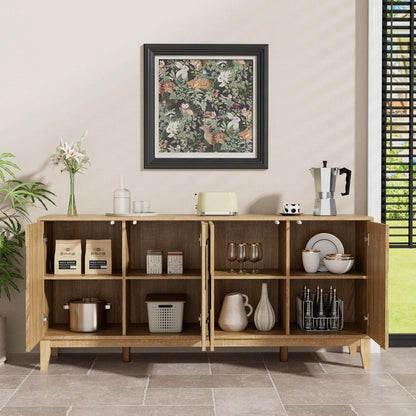 63 Inch Buffet Cabinet White With Blue Water Pattern