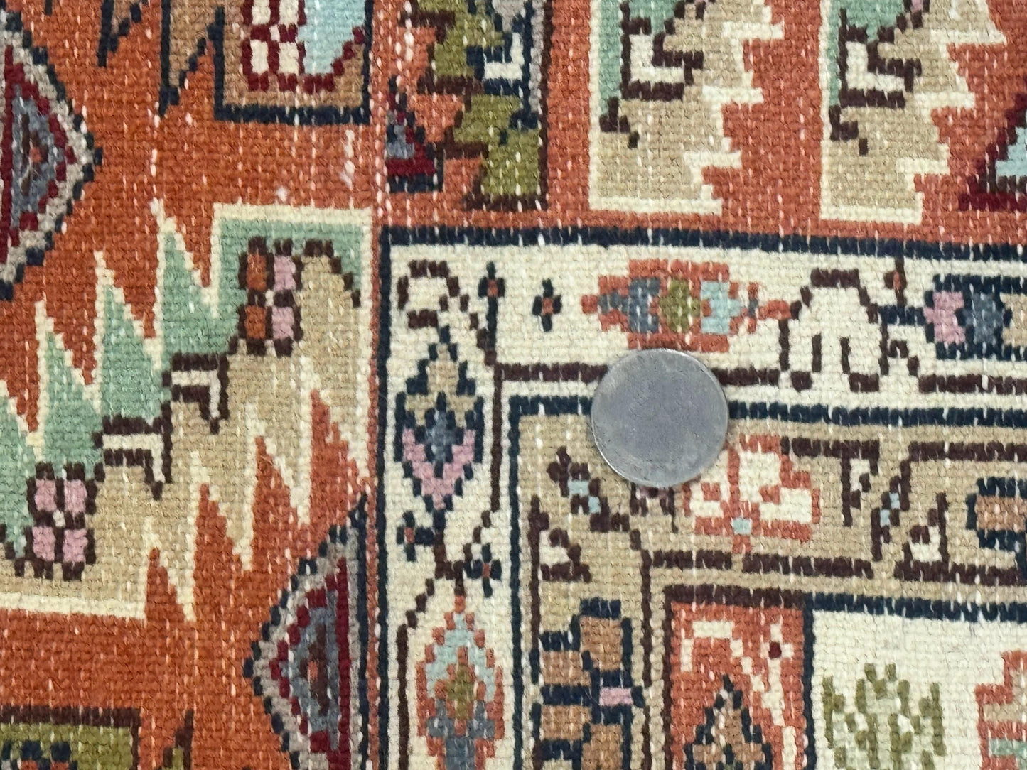 Turkish Kazak Rug 4x6, Geometric Medallions, Vintage Handmade Wool Carpet