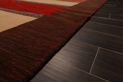 8'11" x 12' Hand Knotted Wool Oriental Area Rug Contemporary Brown