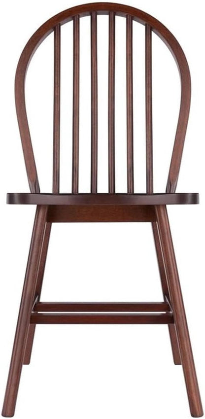 Windsor 2 Piece Solid Wood Dining Chair Set Walnut Finish