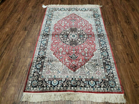 3' X 5' Vintage Fine Handmade India Oriental Kashmir Silk Rug 400 KPSI Wow
