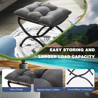 15 Inch Foldable Foot Stool Ottoman Charcoal Gray Washable