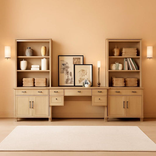 Elegant Oak 56 Inch Executive Desk Charging Station