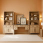 Oak 56 Inch Distressed Contemporary Workstation Desk