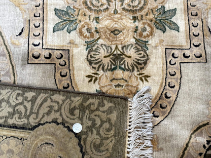 Aubusson Rug 8x10, Very Fine 225 KPSI, Floral, French European Design, Pakistani Carpet