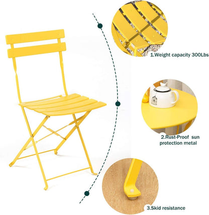 Weather-Resistant 3-Piece Folding Bistro Set for Outdoors