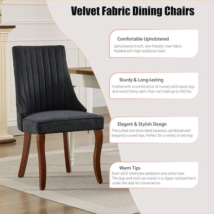 Velvet Dining Chairs Set Of 4 Black For Kitchen Use