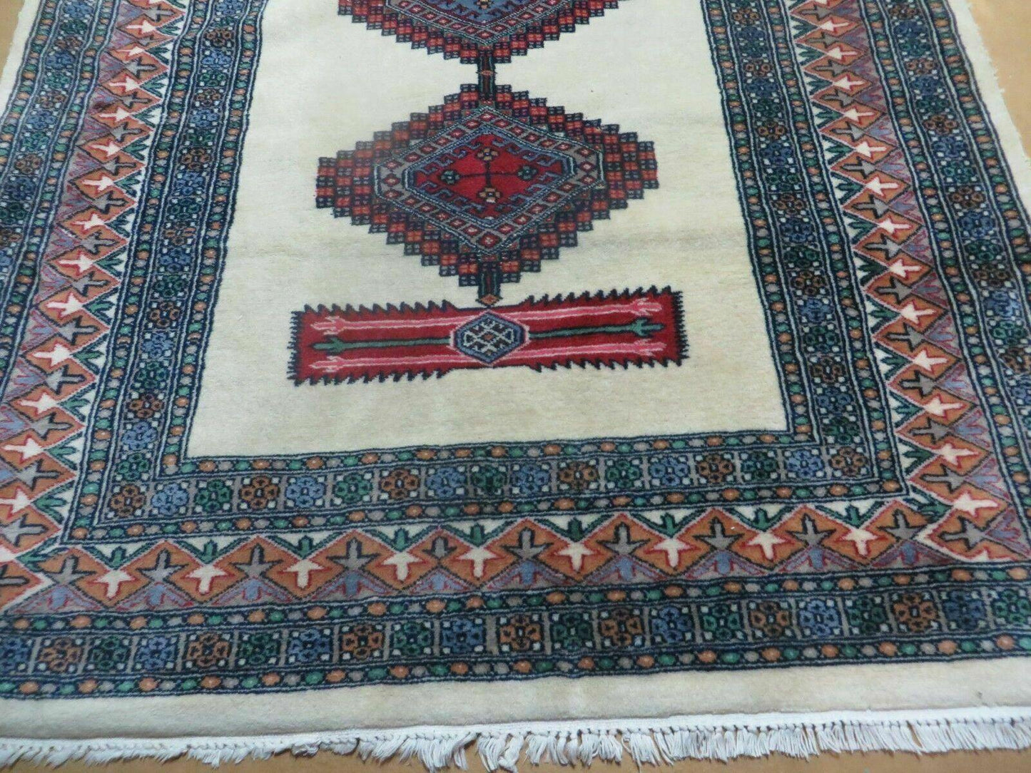 4' X 6' Vintage Handmade Bokhara Turkoman Pakistan Wool Rug Carpet Nice