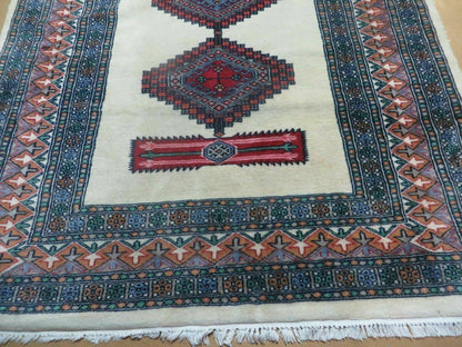4' X 6' Vintage Handmade Bokhara Turkoman Pakistan Wool Rug Carpet Nice