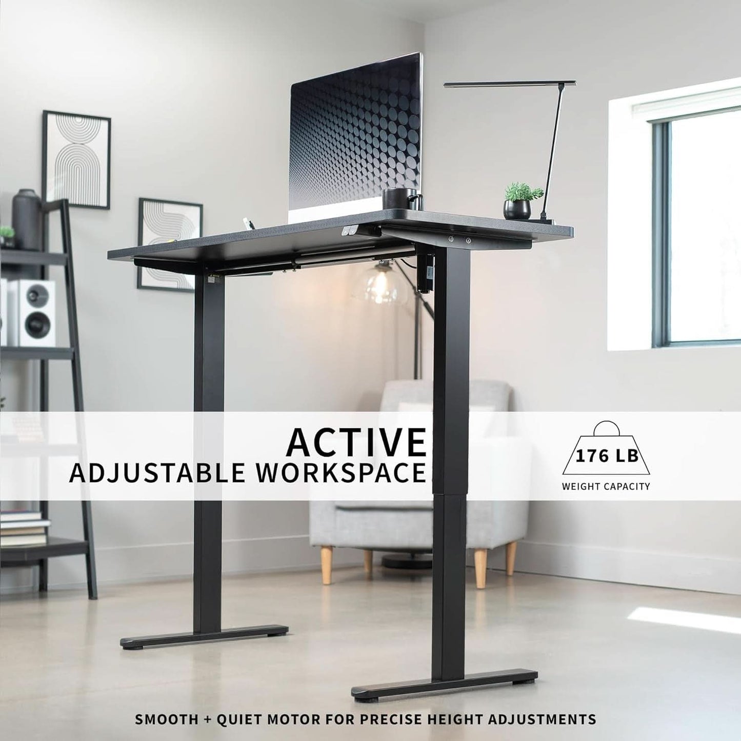 60 Inch Electric Height Adjustable Standing Desk Black