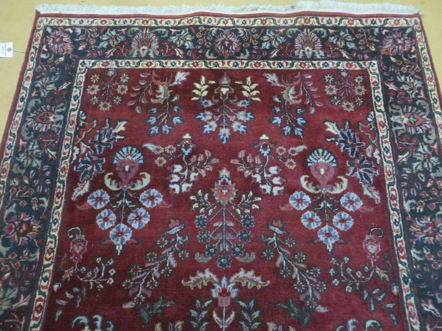 4' X 6' Vintage Handmade Fine India Jaipur Floral Oriental Wool Rug Red Nice