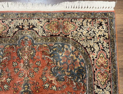 Indian Kashmiri Silk Rug 3x5, Fine 260 KPSI, Hand Knotted