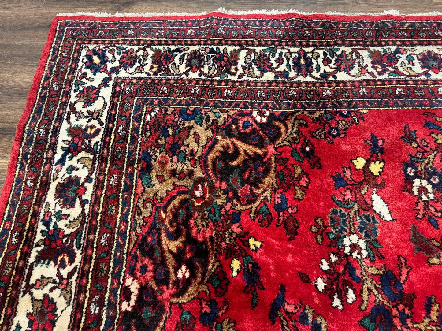 Palace Size Persian Rug 11x18, Red, Bibikabad Rug, Handmade Large Wool Carpet, Persian Hamadan Rug, Dargazin Rug
