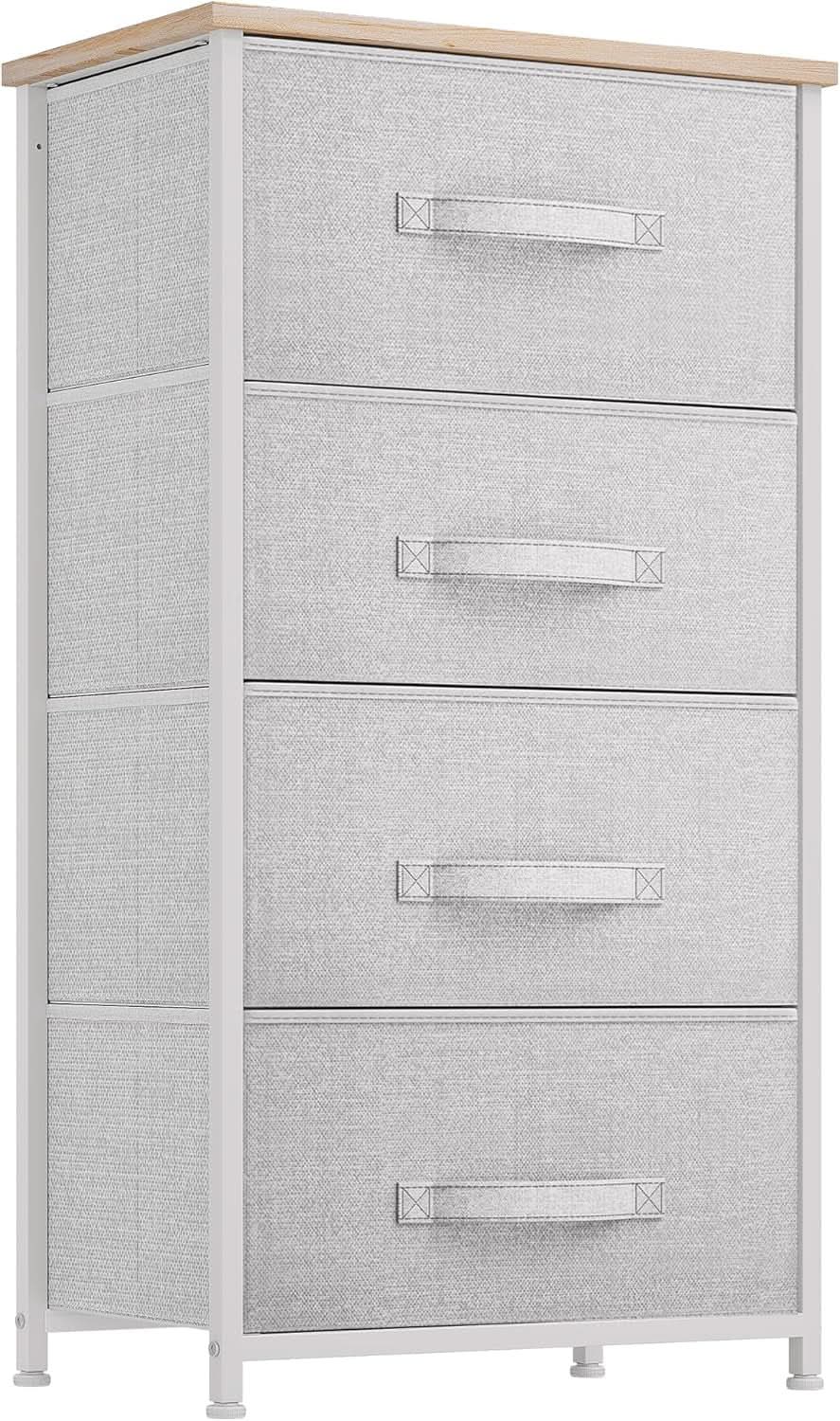4 Drawer Fabric Dresser Storage Tower With Steel Frame