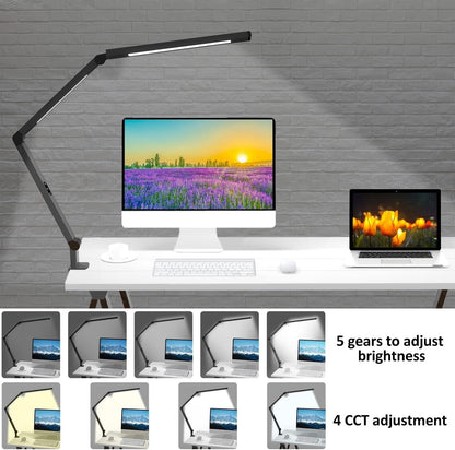 LED Desk Lamp With Clamp And Swing Arm 4 CCT Modes