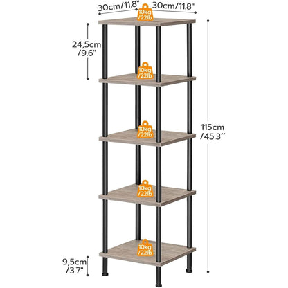 5 Tier Corner Shelf Stand Greige and Black No Tool Assembly