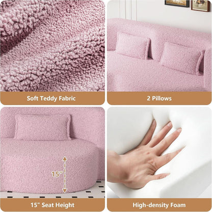 Powder Pink Ultra Comfort Contemporary Foldable Sleeper Sofa