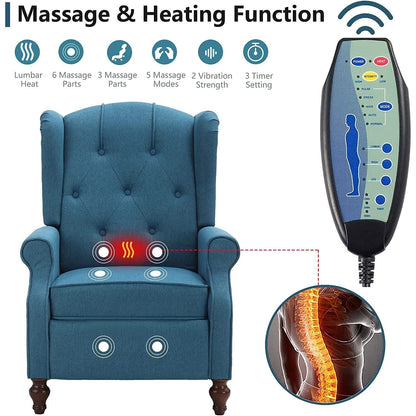 Wingback Recliner Chair With Massage And Heat Living Room